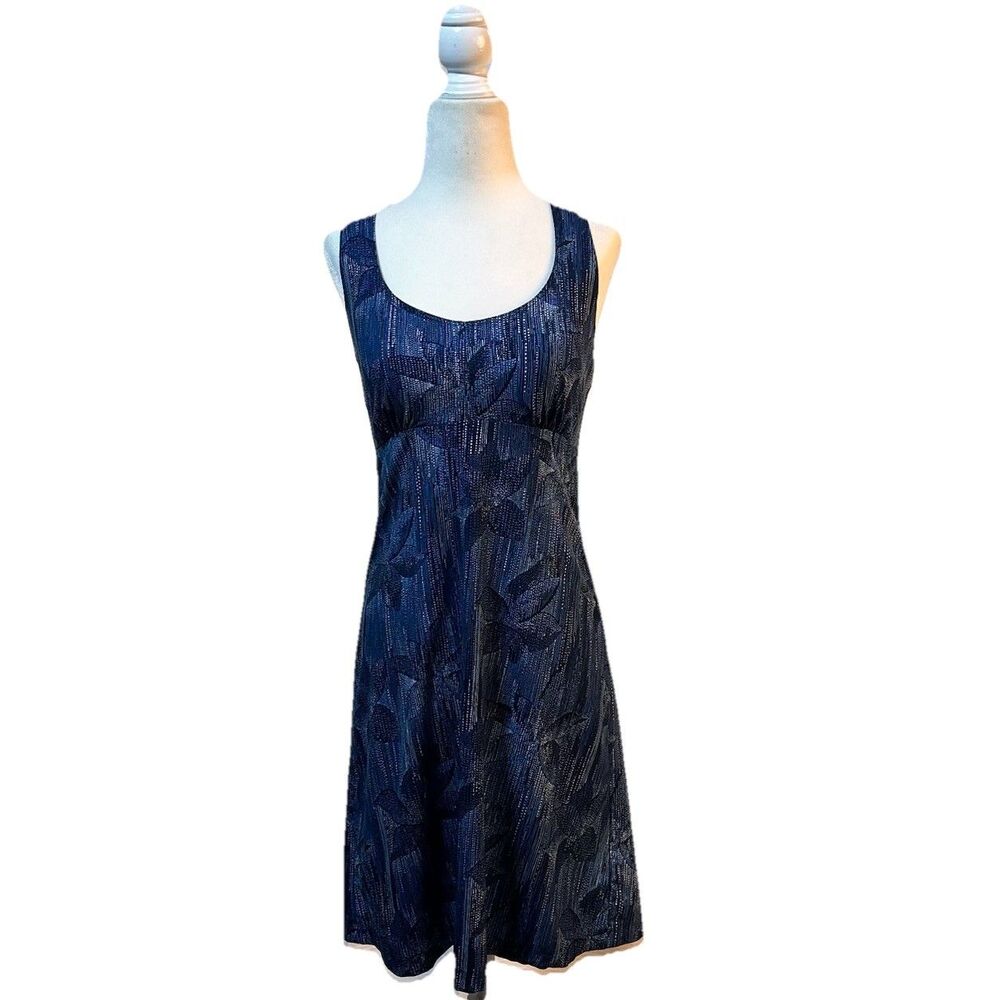 Columbia Women's PFG Mini Halter Top sporty padded cups Blue print Dress Size S